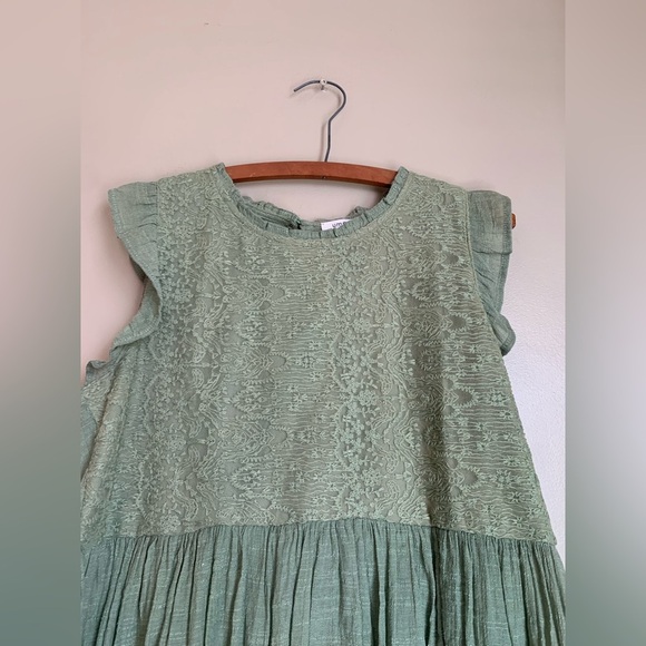 Umgee  blouse babydoll peasant shirt, boho top lace gauzy coastal Spring large - Picture 2 of 6